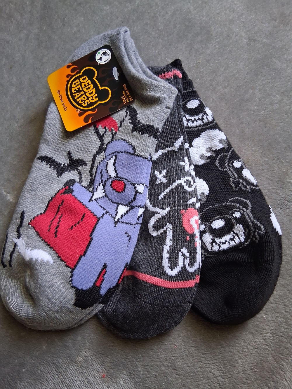 Deddy Bears Socks No Show 3 Pack